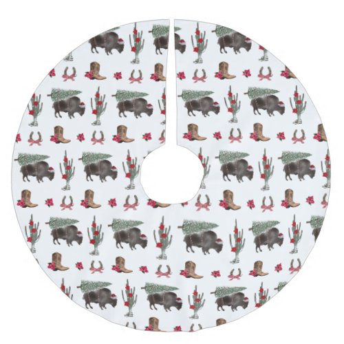 Bison Christmas Tree Ranch Wild West Christmas Brushed Polyester Tree Skirt