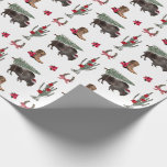 Bison Christmas Tree Ranch Wild West Christmas Wra Wrapping Paper<br><div class="desc">Pattern with illustrations of a buffalo wearing a santa hat with Christmas tree tied to its back,  a cactus,  horseshoe,  and cowboy boot decorated with festive bow and poinsettias.</div>