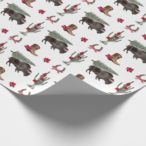 Bison Christmas Tree Ranch Wild West Christmas Wra Wrapping Paper