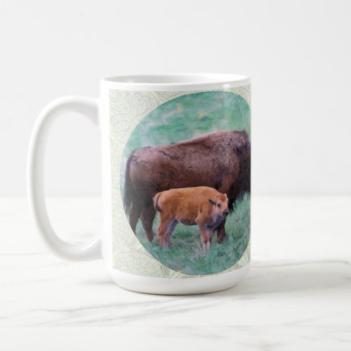 Bison Cow and Calf Majesty Coffee Mug