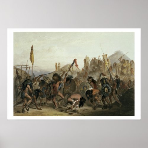 Bison_Dance of the Mandan Indians in front of thei Poster