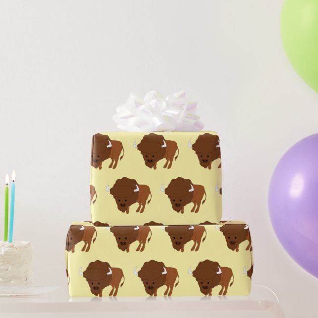 Bison Design Any Background Colour Wrapping Paper (Party Gifts)