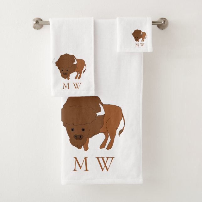 Bison Design Monogrammed Bath Towel Set (Insitu)