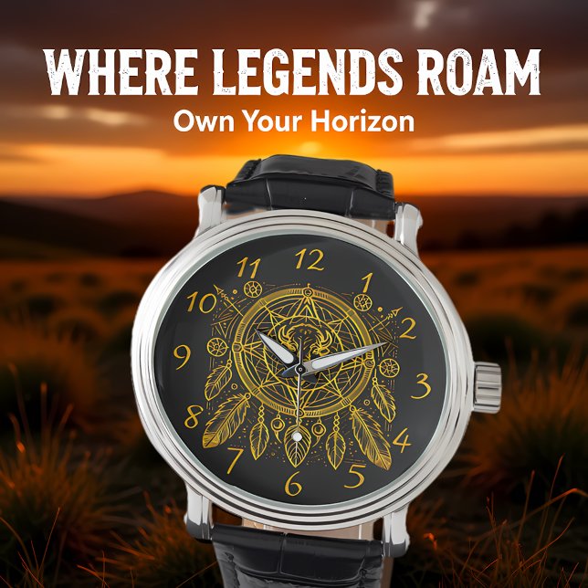 Bison Design With Feathers and Geometric Patterns Watch (Creator Uploaded)