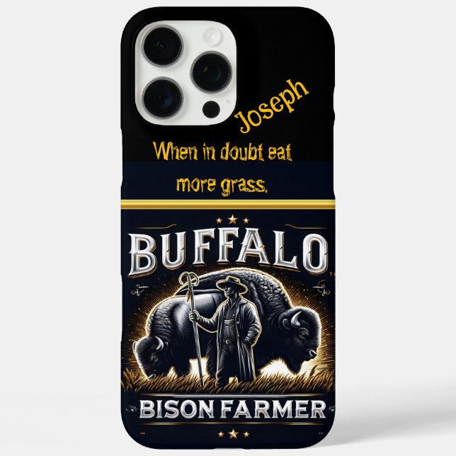 Bison Farmer Tending to Animals on a Sunny Day Case-Mate iPhone Case (Back)
