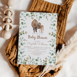 Bison Gender Neutral Baby Shower Invitation