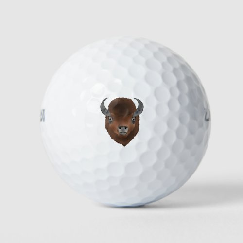 Bison head buffalo wild animal art golf balls