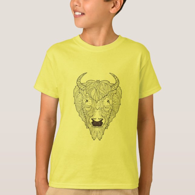 Bison Head Doodle T-Shirt (Front)