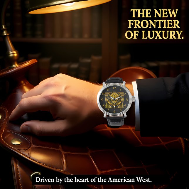 Bison Head Silhouette Against Mountain Background Watch (Creator Uploaded)