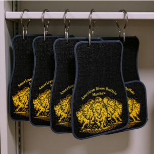 Bison Herd Charging Through the Water in Nature Car Floor Mat