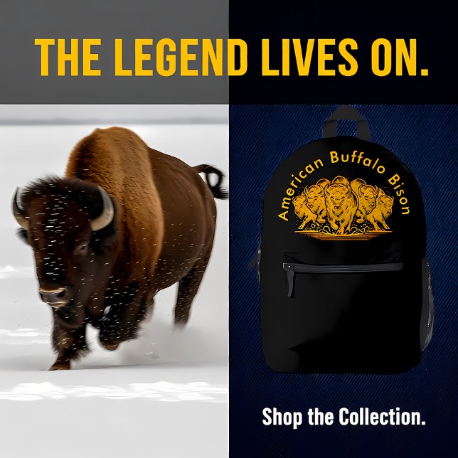 Bison Herd Charging Through the Water in Nature Printed Backpack (Creator Uploaded)