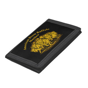 Bison Herd Charging Through the Water in Nature Tri-fold Wallet