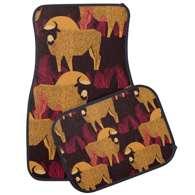 Bison High Grass: Field Pattern. Car Floor Mat (Set)