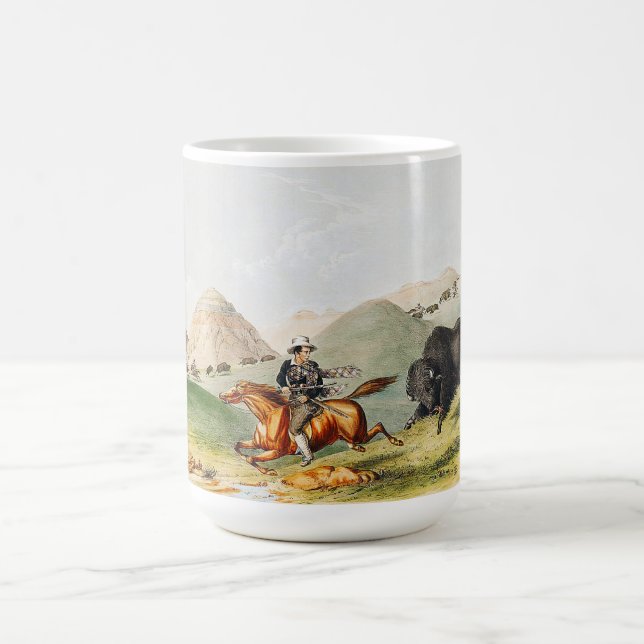 Bison hunting scene 1845 coffee mug (Center)