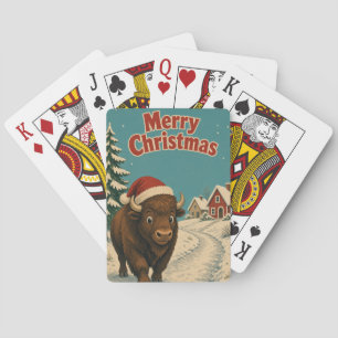 Bison Icy Path Animal Christmas Poker Cards