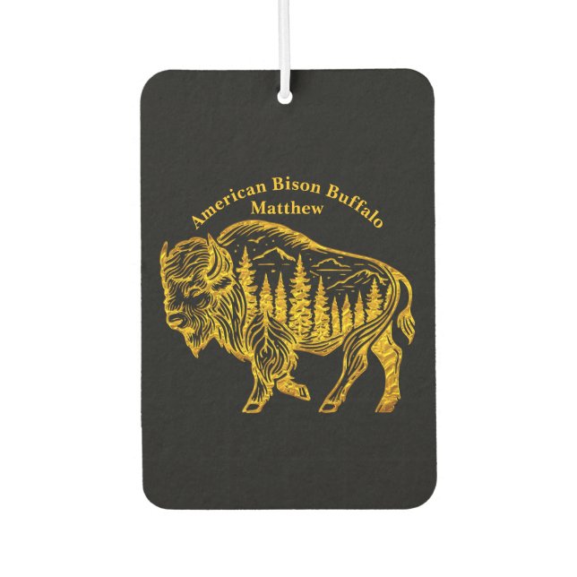 Bison in a Forest Illustration Air Freshener (Front)