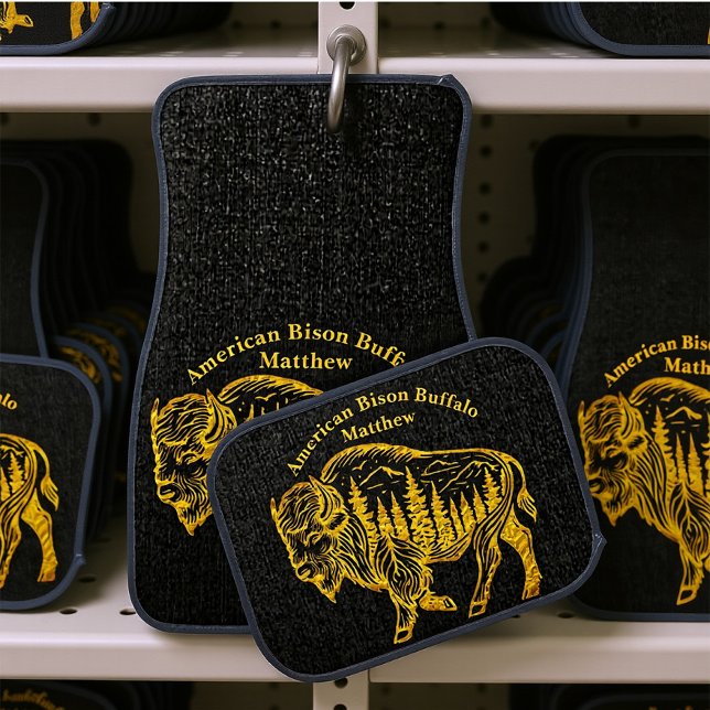 Bison in a Forest Illustration Car Floor Mat (Creator Uploaded)