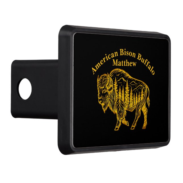 Bison in a Forest Illustration Hitch Cover (Right)