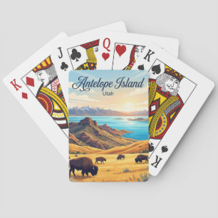 Bison in Antelope Island State Park Utah Poker Cards