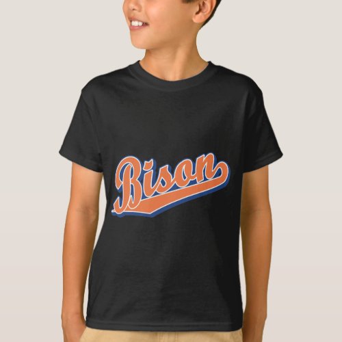 Bison in Orange and Blue T_Shirt