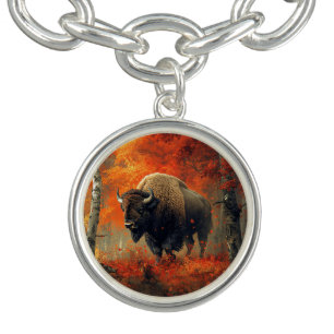 Bison in the Autumn Woods Artwork Bracelet