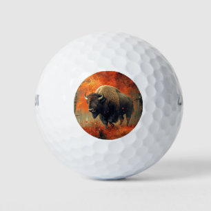 Bison in the Autumn Woods Artwork Golf Balls
