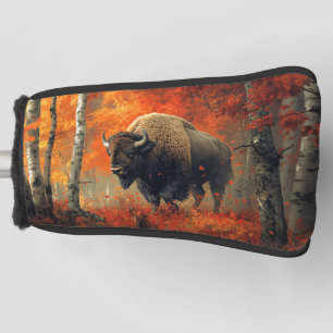 Bison in the Autumn Woods Artwork Golf Head Cover