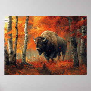 Bison in the Autumn Woods Artwork Holder