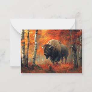 Bison in the Autumn Woods Artwork Note Card