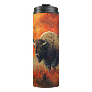 Bison in the Autumn Woods Artwork Thermal Tumbler