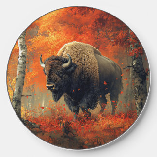 Bison in the Autumn Woods Artwork Wireless Charger
