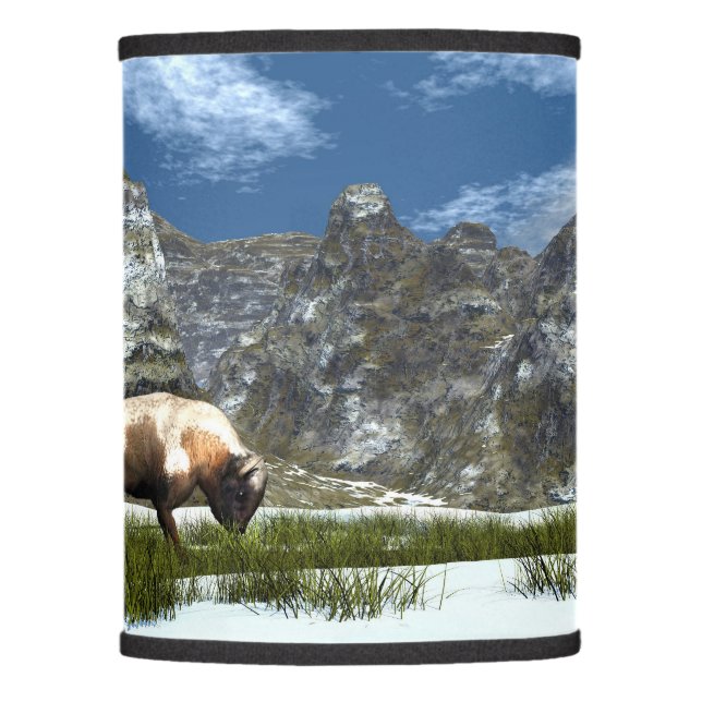 Bison in the mountain lamp shade (Front)