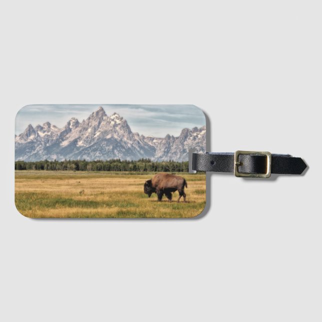 Bison in the Tetons Luggage Tag (Front Horizontal)
