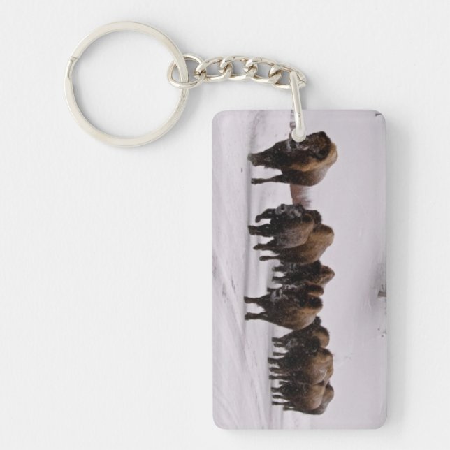 Bison in Winter Keychain (Front)