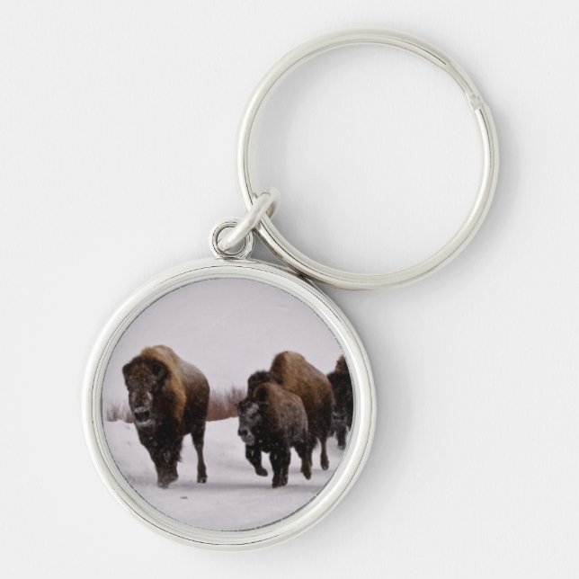 Bison in Winter Keychain (Front)