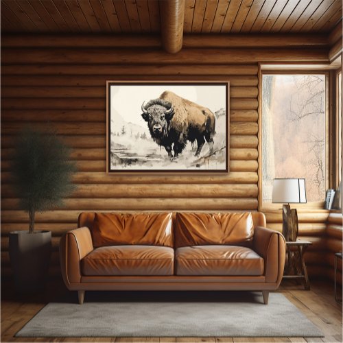 Bison in Woods Impressionist Painting _ AI Poster