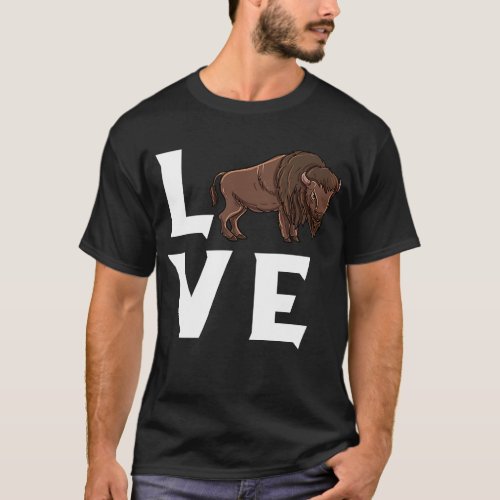 Bison Love Cow Buffalo National Park Western Wildl T_Shirt