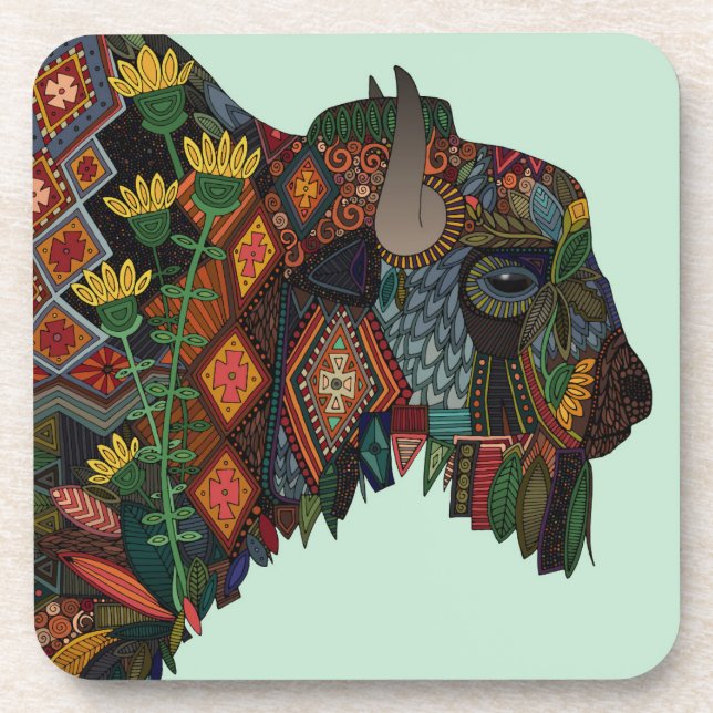 bison mint beverage coaster (Front)