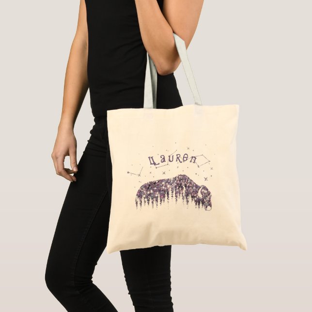 Bison Moon Wood Stars Galaxy PurpleTrekking Travel Tote Bag (Front (Product))