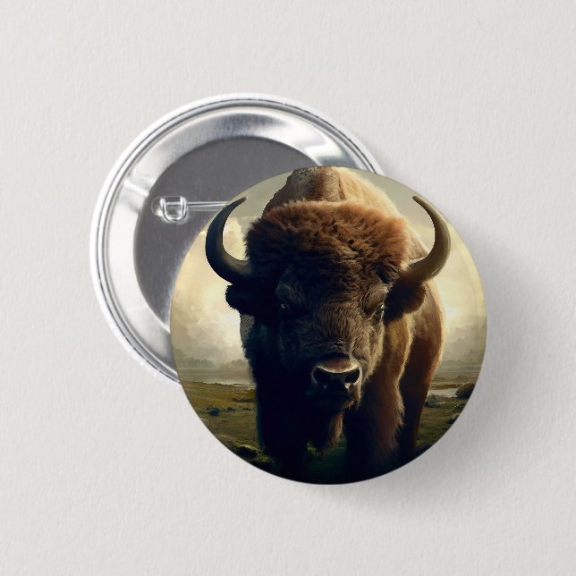 Bison Painting Button (Front & Back)