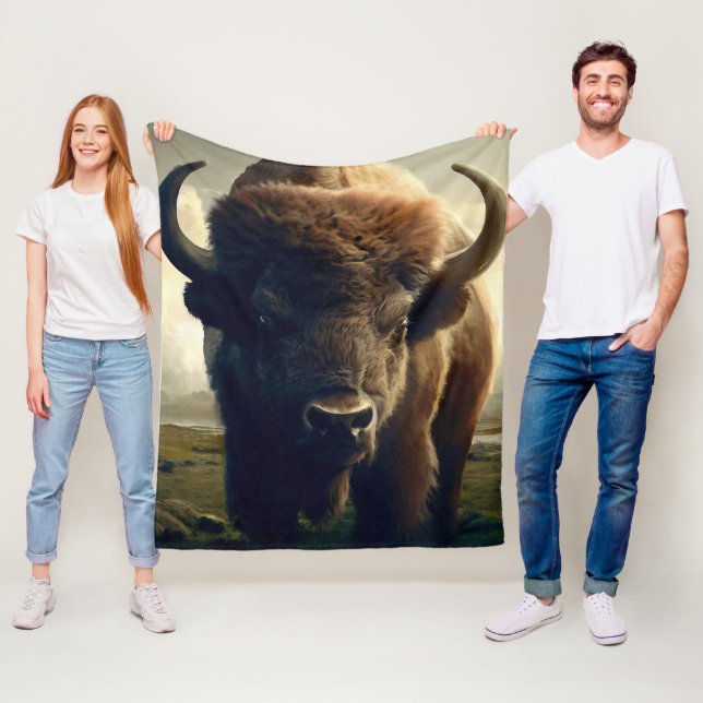 Bison Painting Fleece Blanket (In Situ)