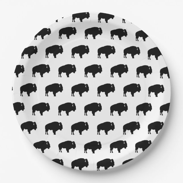 bison pattern paper plates