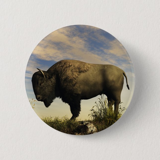 Bison Pinback Button (Front)
