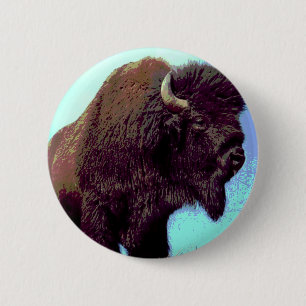 Bison Pop Art Button