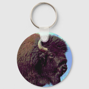 Bison Pop Art Keychain