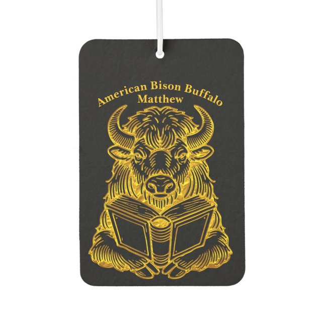 Bison Reading a Book With Curious Expression Air Freshener (Front)