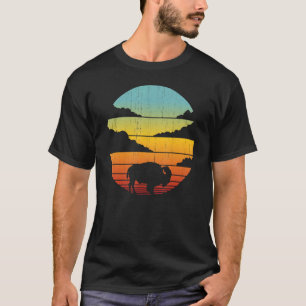 Bison Retro Vintage 60s 70s Sunset Buffalo Mammal T-Shirt