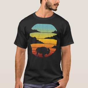 Bison Retro Vintage 60s 70s Sunset Buffalo Mammal T-Shirt