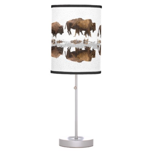 Bison Roaming in Winter Snow  Table Lamp