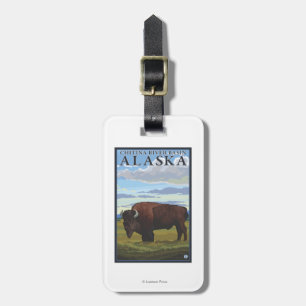 Bison Scene - Chitina River Basin, Alaska Luggage Tag